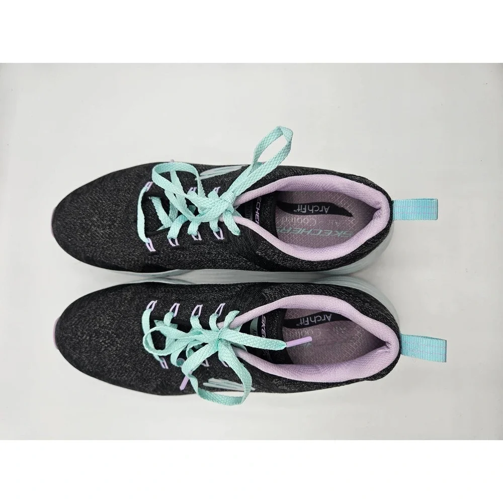 Skechers Women's Arch Fit Comfy Wave‎ Gray Purple Blue Laces Size 7